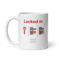 Locked in Since 2026 White Glossy Mug - 11 oz, 15 oz, 20 oz Ceramic with Minimalist Graphic Design Dishwasher & Microwave Safe