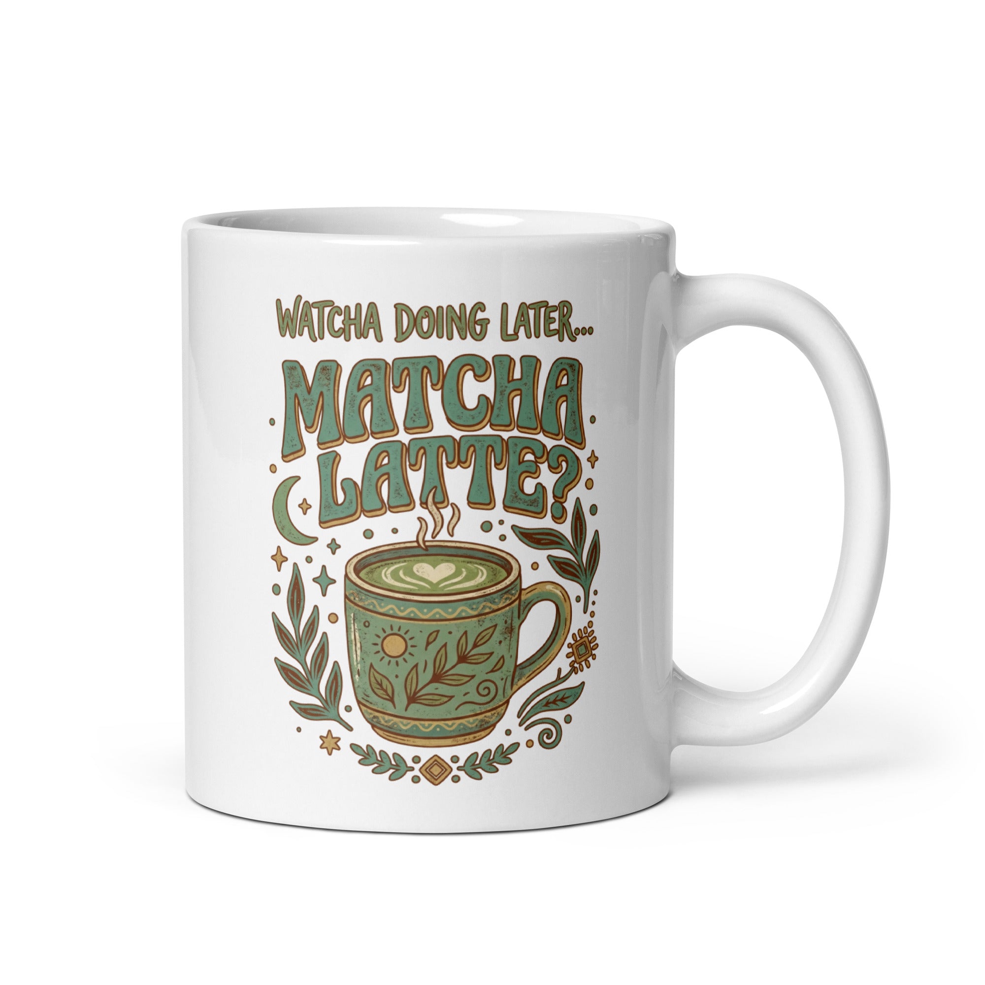 Watcha Doing, Matcha Latte White glossy mug