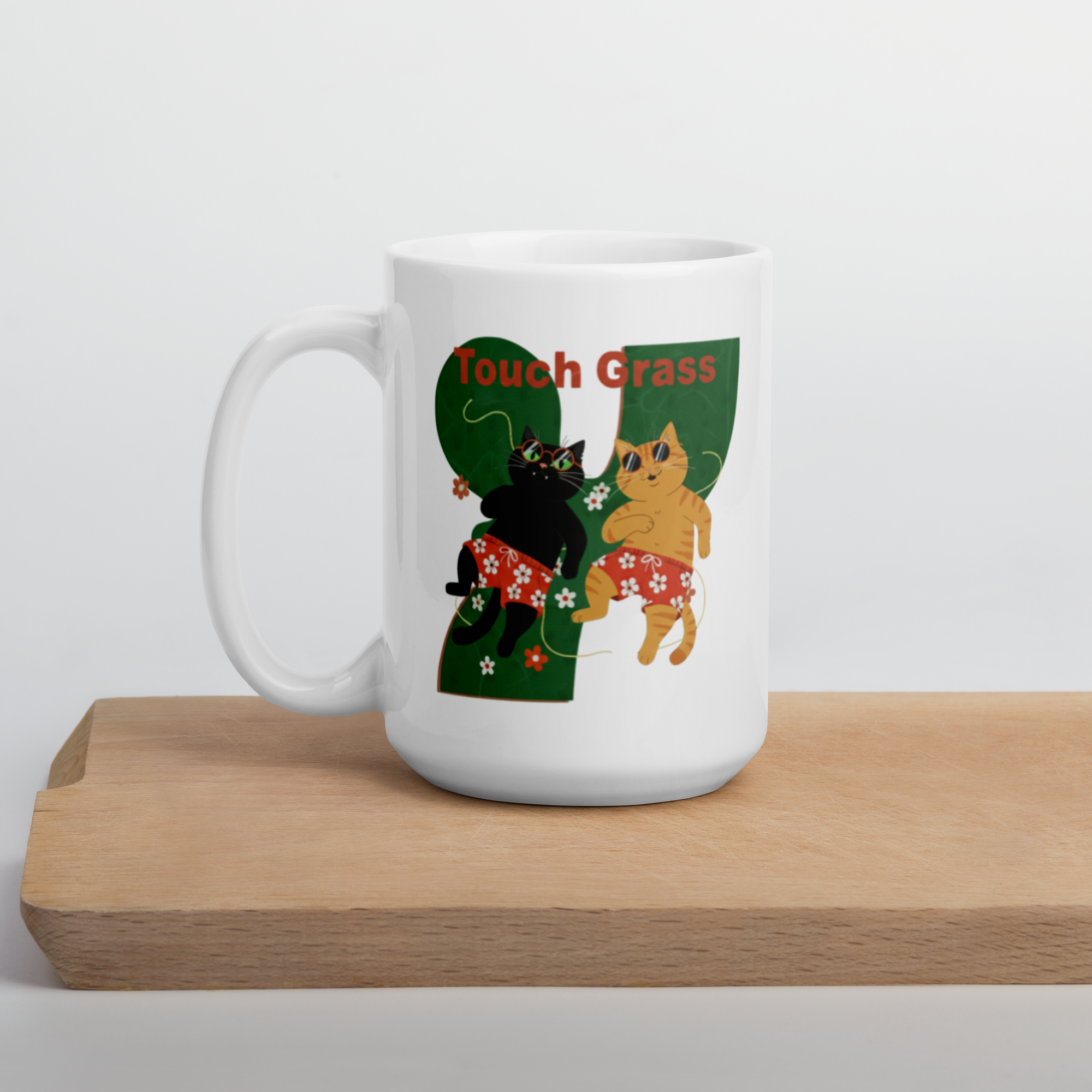 Touch Grass White Glossy Ceramic Mug 11 oz, 15 oz, 20 oz Dishwasher & Microwave Safe Ideal Gift or Everyday Essential