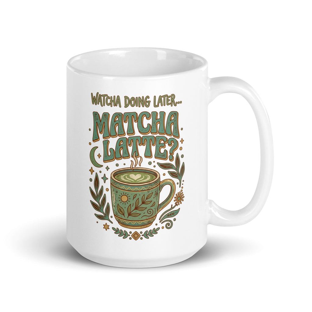 Watcha Doing, Matcha Latte White glossy mug