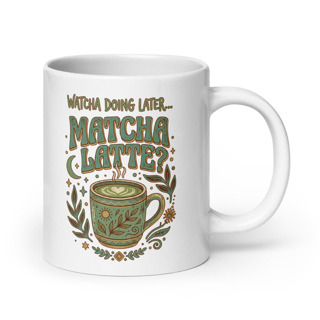 Watcha Doing, Matcha Latte White glossy mug